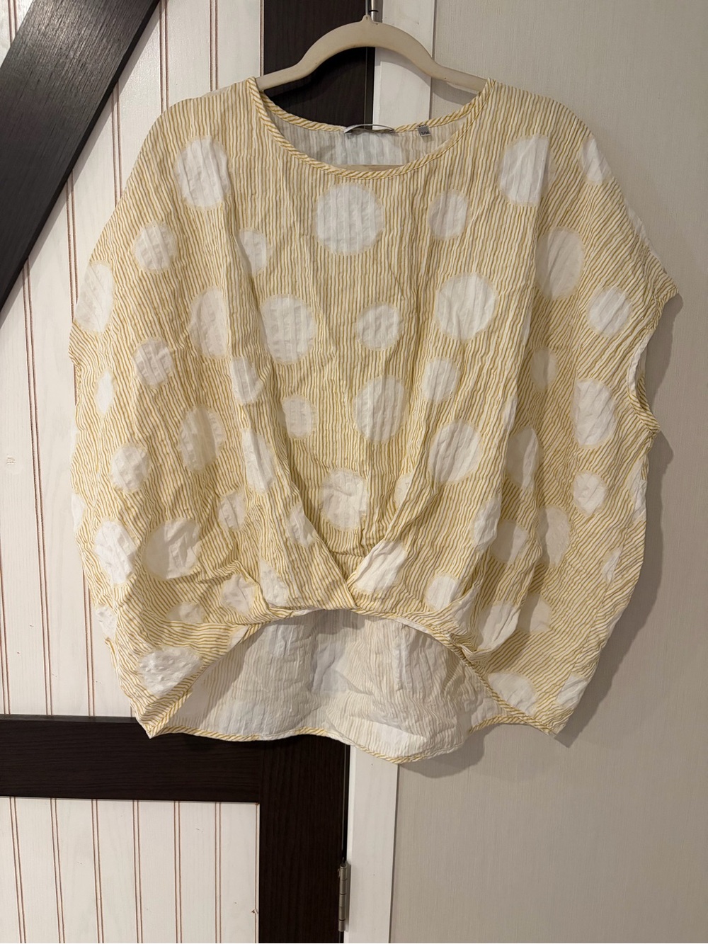 Patrizia Luca Dot Striped Oversized Cocoon Short Sleeve Shirt Lagenlook S/M